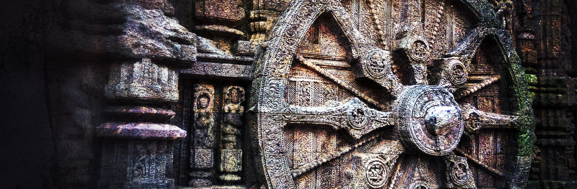 Ancient Dharma Wheel Picture. 